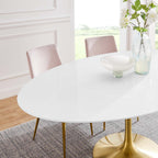 EEI-3255-GLD-WHI Lippa 78" Oval Wood Dining Table by Modway