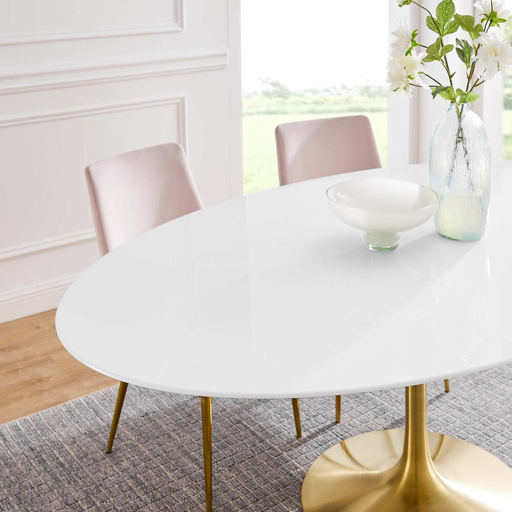 EEI-3255-GLD-WHI Lippa 78" Oval Wood Dining Table by Modway