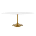 Modway EEI-3255-GLD-WHI Lippa 78" Oval Wood Dining Table Gold White
