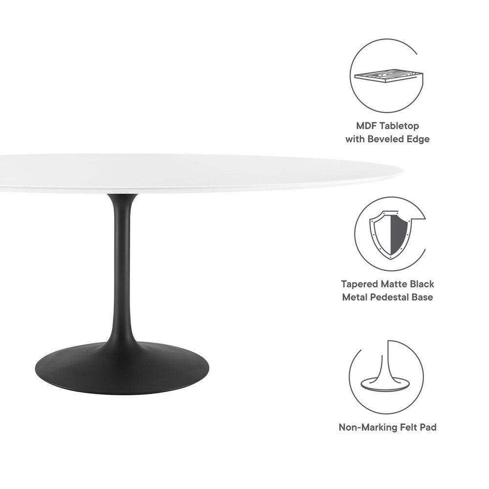 EEI-3540-BLK-WHI Lippa 78" Oval Wood Dining Table by Modway