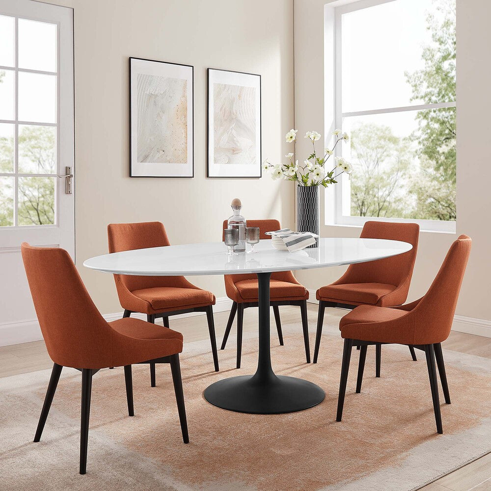 EEI-3540-BLK-WHI Lippa 78" Oval Wood Dining Table by Modway