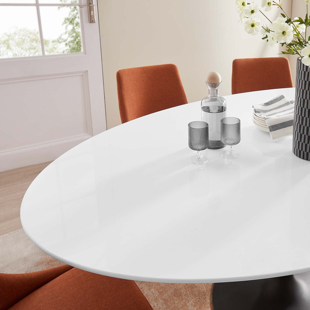 EEI-3540-BLK-WHI Lippa 78" Oval Wood Dining Table by Modway