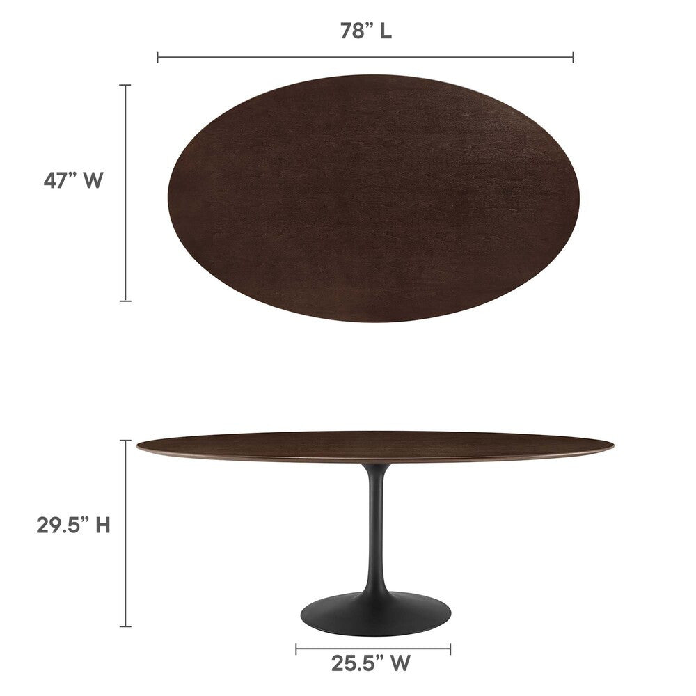EEI-4888-BLK-CHE Lippa 78" Oval Wood Dining Table by Modway