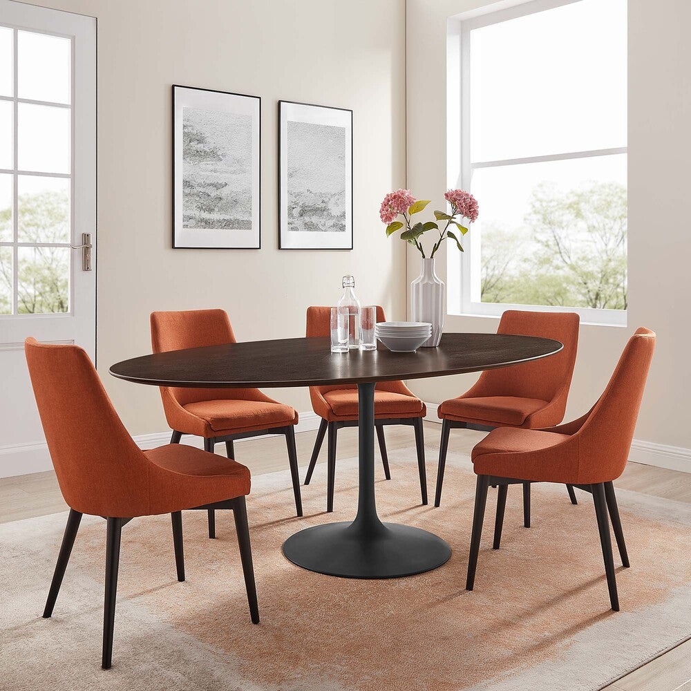 EEI-4888-BLK-CHE Lippa 78" Oval Wood Dining Table by Modway