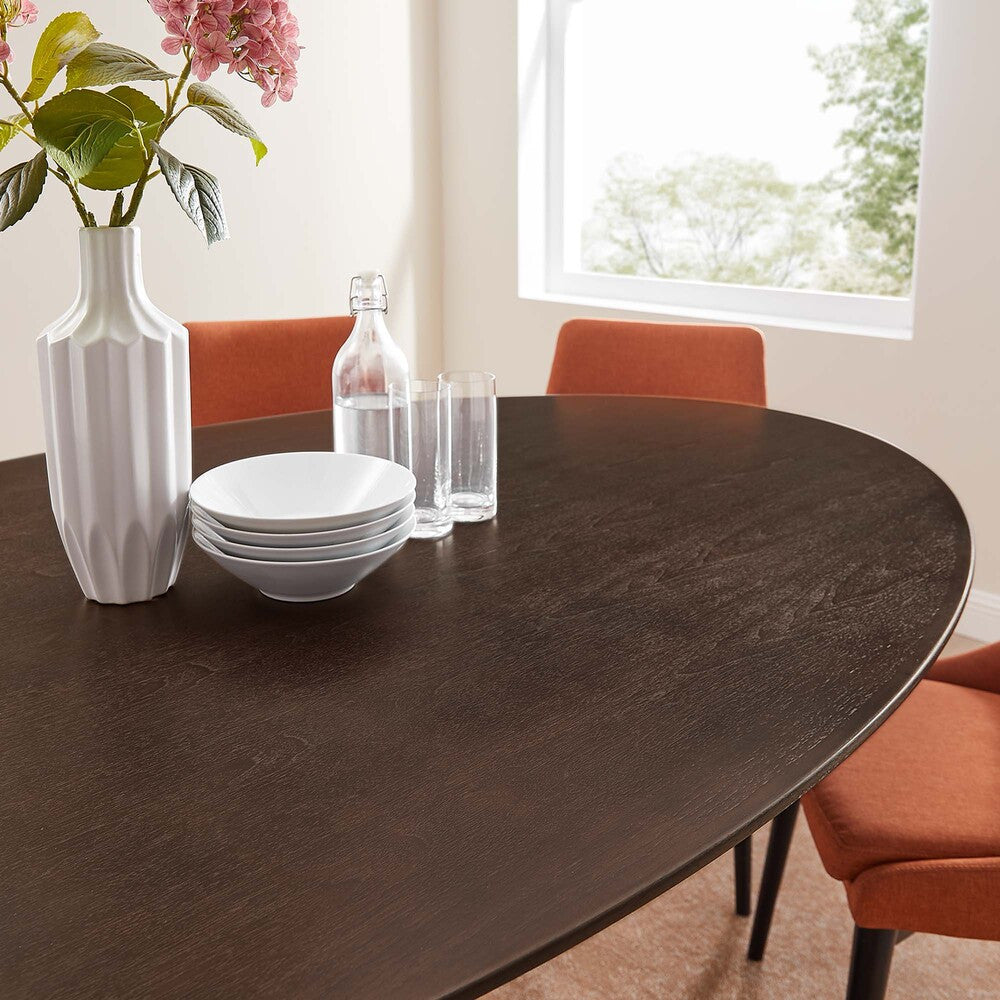 EEI-4888-BLK-CHE Lippa 78" Oval Wood Dining Table by Modway