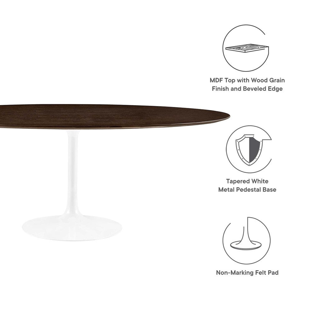 EEI-5196-WHI-CHE Lippa 78" Oval Wood Dining Table by Modway