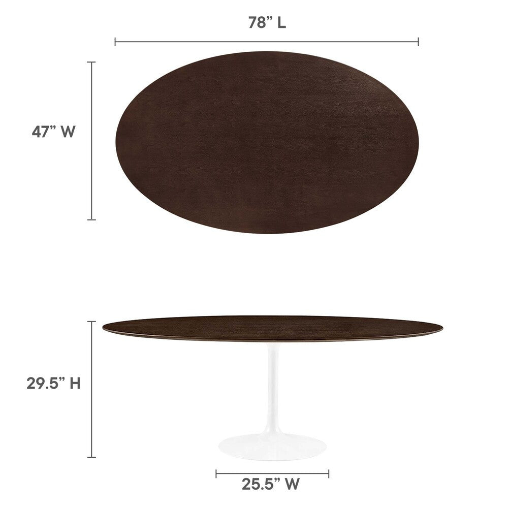 EEI-5196-WHI-CHE Lippa 78" Oval Wood Dining Table by Modway