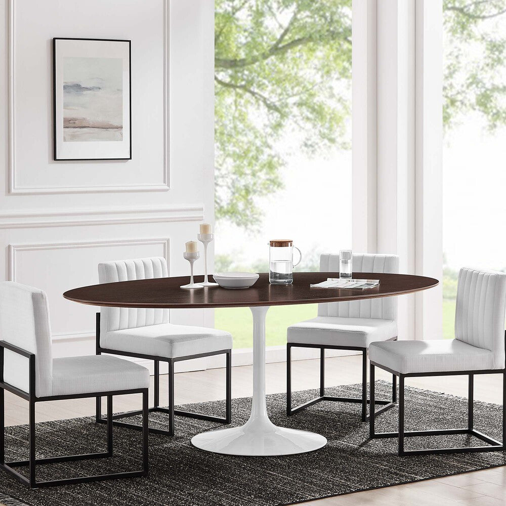 EEI-5196-WHI-CHE Lippa 78" Oval Wood Dining Table by Modway