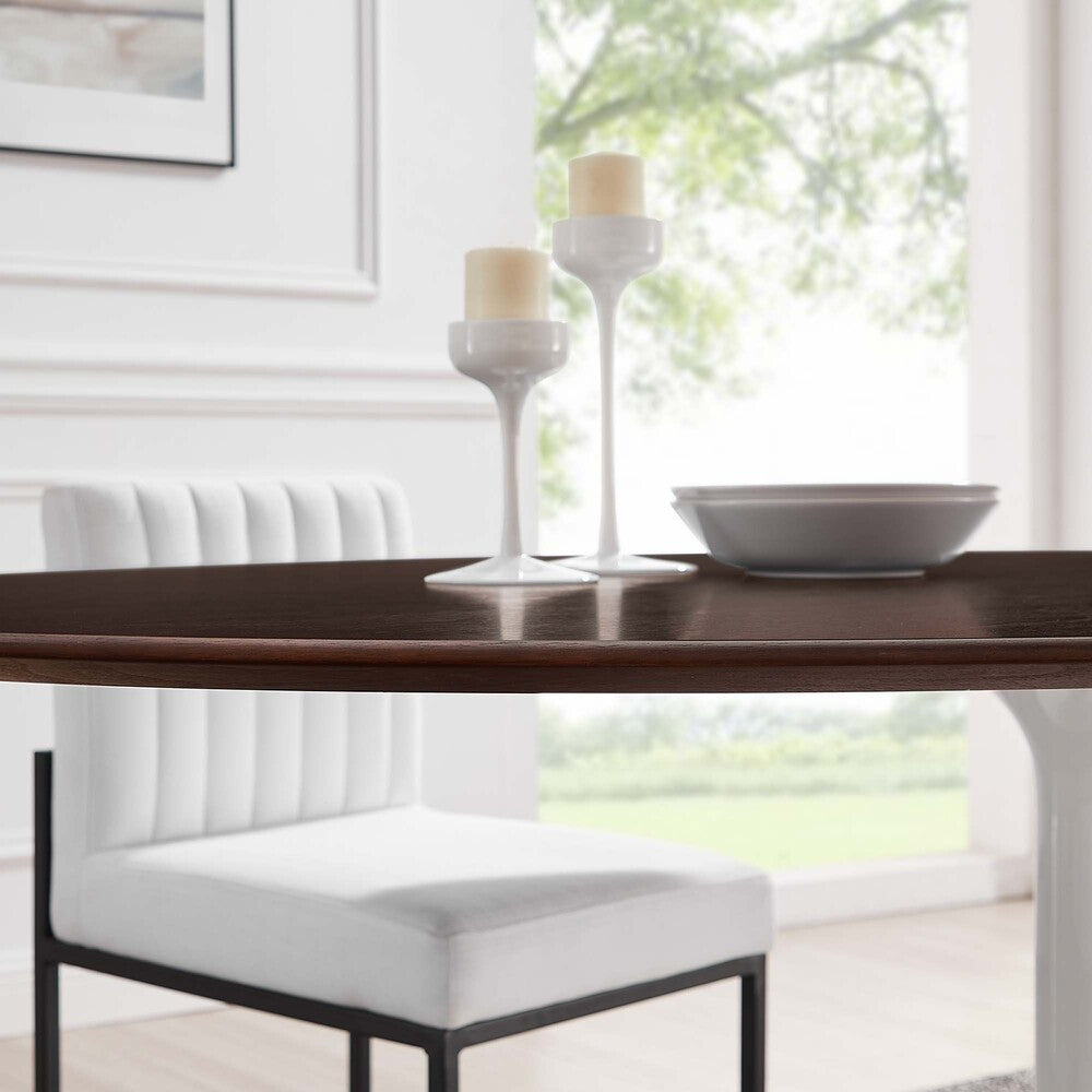 EEI-5196-WHI-CHE Lippa 78" Oval Wood Dining Table by Modway