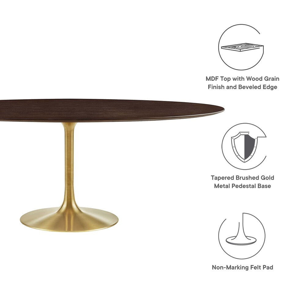 EEI-5526-GLD-CHE Lippa 78" Oval Wood Dining Table by Modway