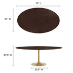 EEI-5526-GLD-CHE Lippa 78" Oval Wood Dining Table by Modway
