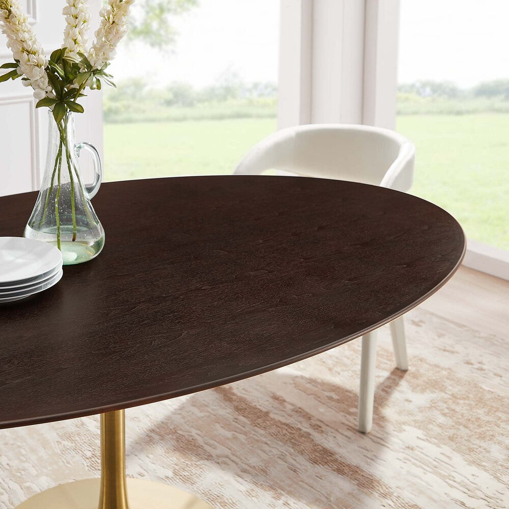 EEI-5526-GLD-CHE Lippa 78" Oval Wood Dining Table by Modway