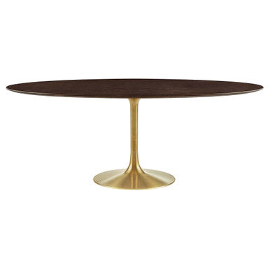 Modway EEI-5526-GLD-CHE Lippa 78" Oval Wood Dining Table Gold Cherry Walnut