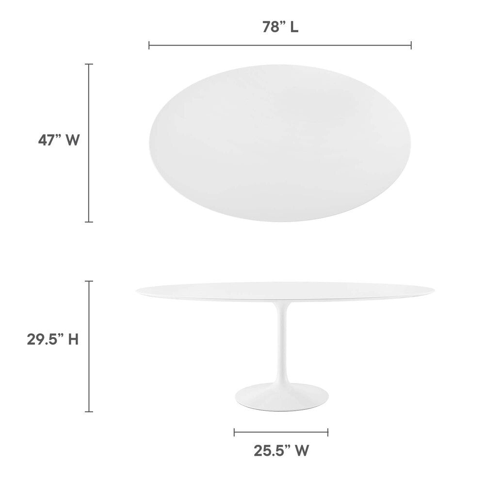 EEI-1657-WHI Lippa 78" Oval Wood Dining Table by Modway