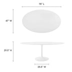 EEI-1657-WHI Lippa 78" Oval Wood Dining Table by Modway