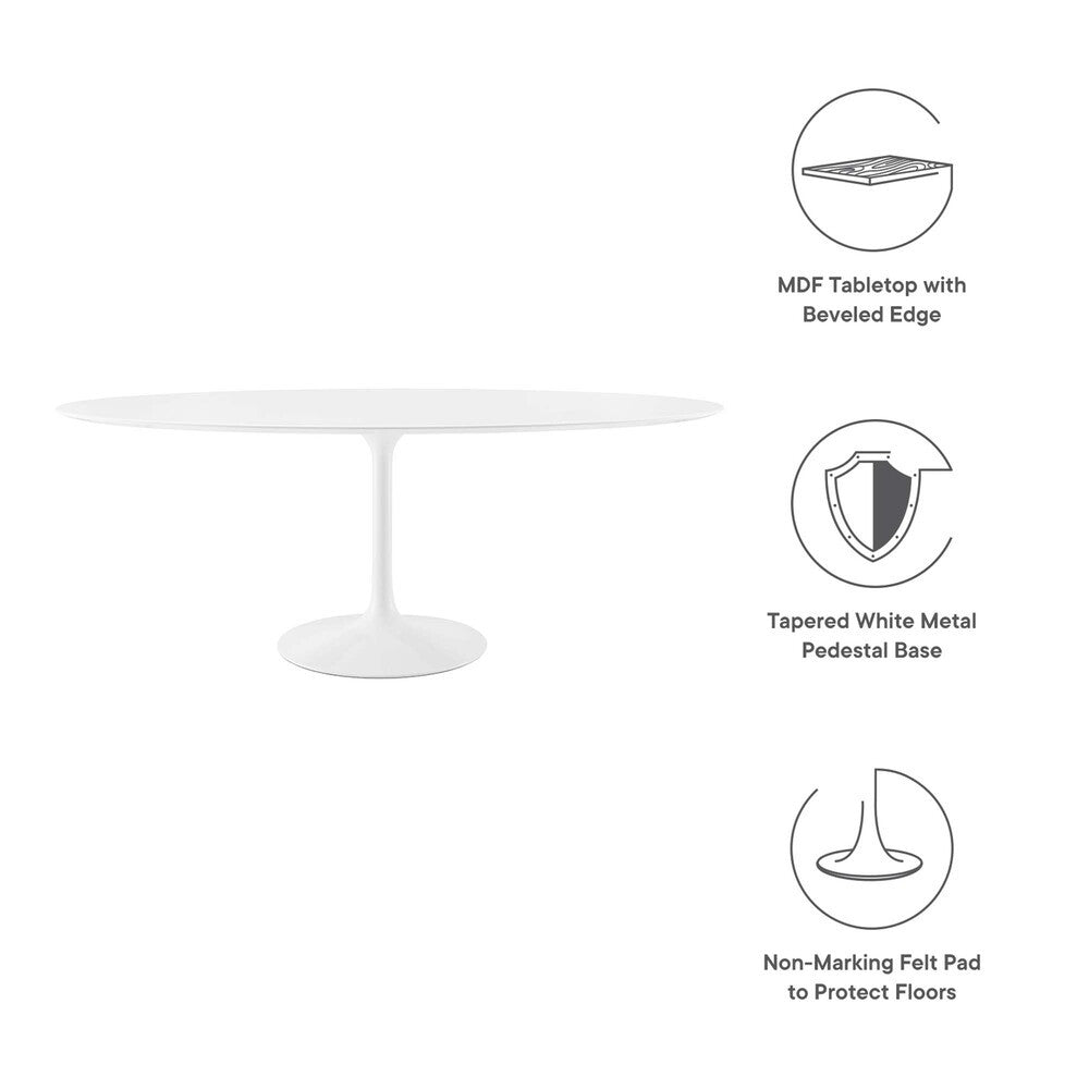 EEI-1657-WHI Lippa 78" Oval Wood Dining Table by Modway