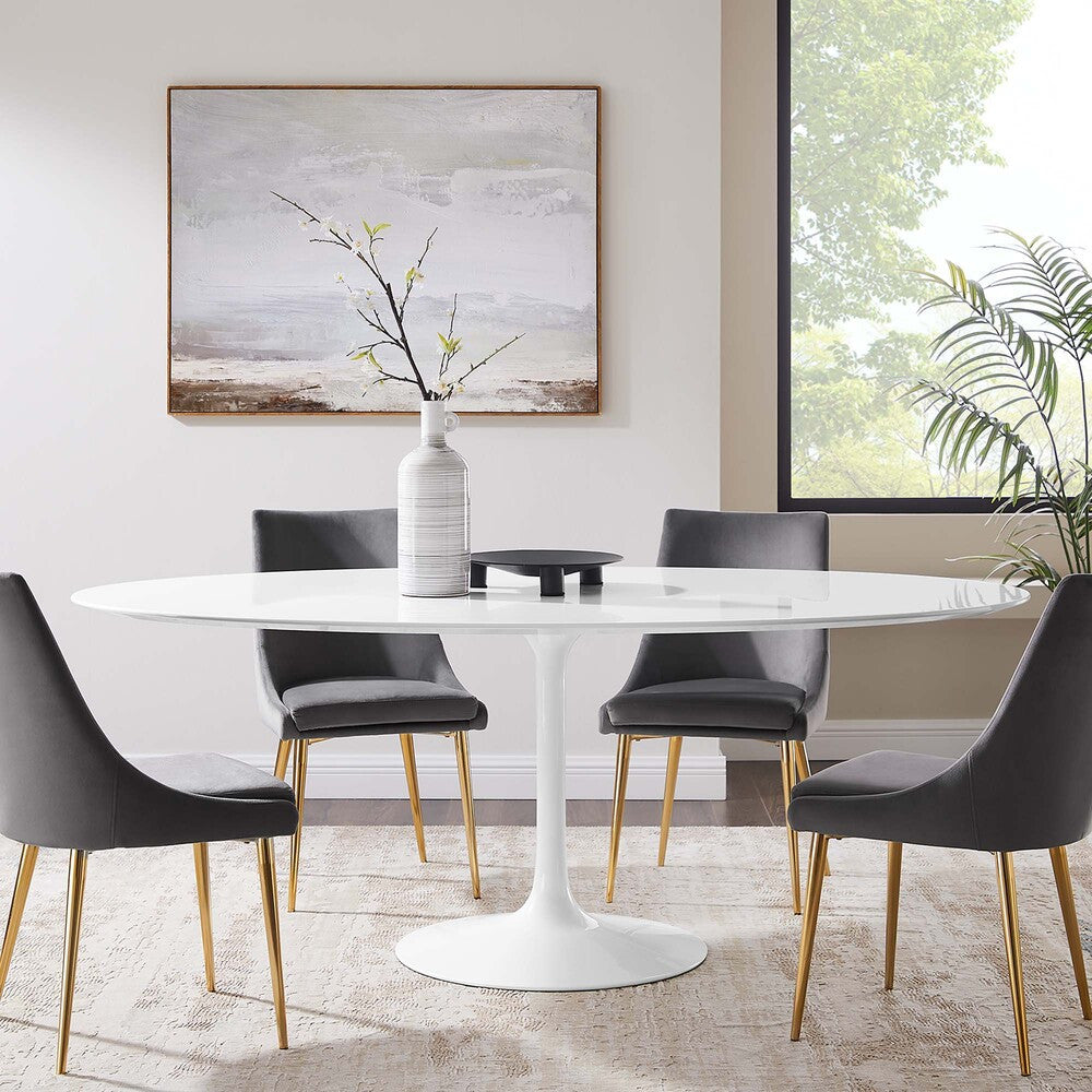 EEI-1657-WHI Lippa 78" Oval Wood Dining Table by Modway