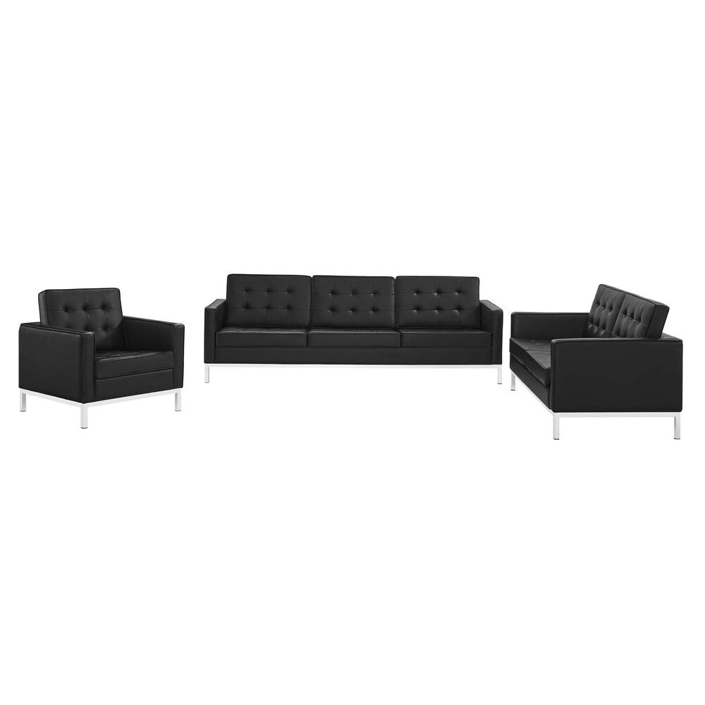 EEI-4107 Loft 3 Piece Tufted Upholstered Faux Leather Set by Modway