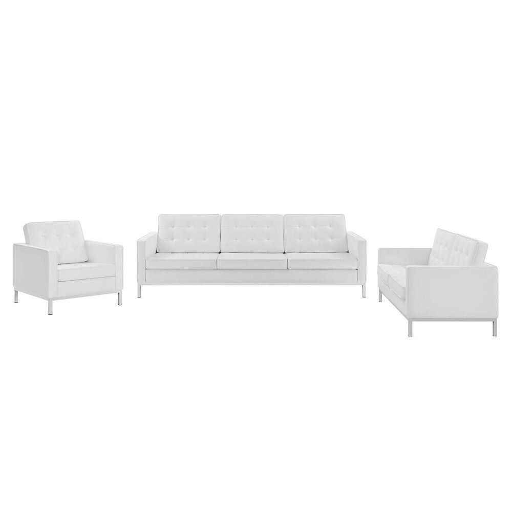 EEI-4107 Loft 3 Piece Tufted Upholstered Faux Leather Set by Modway