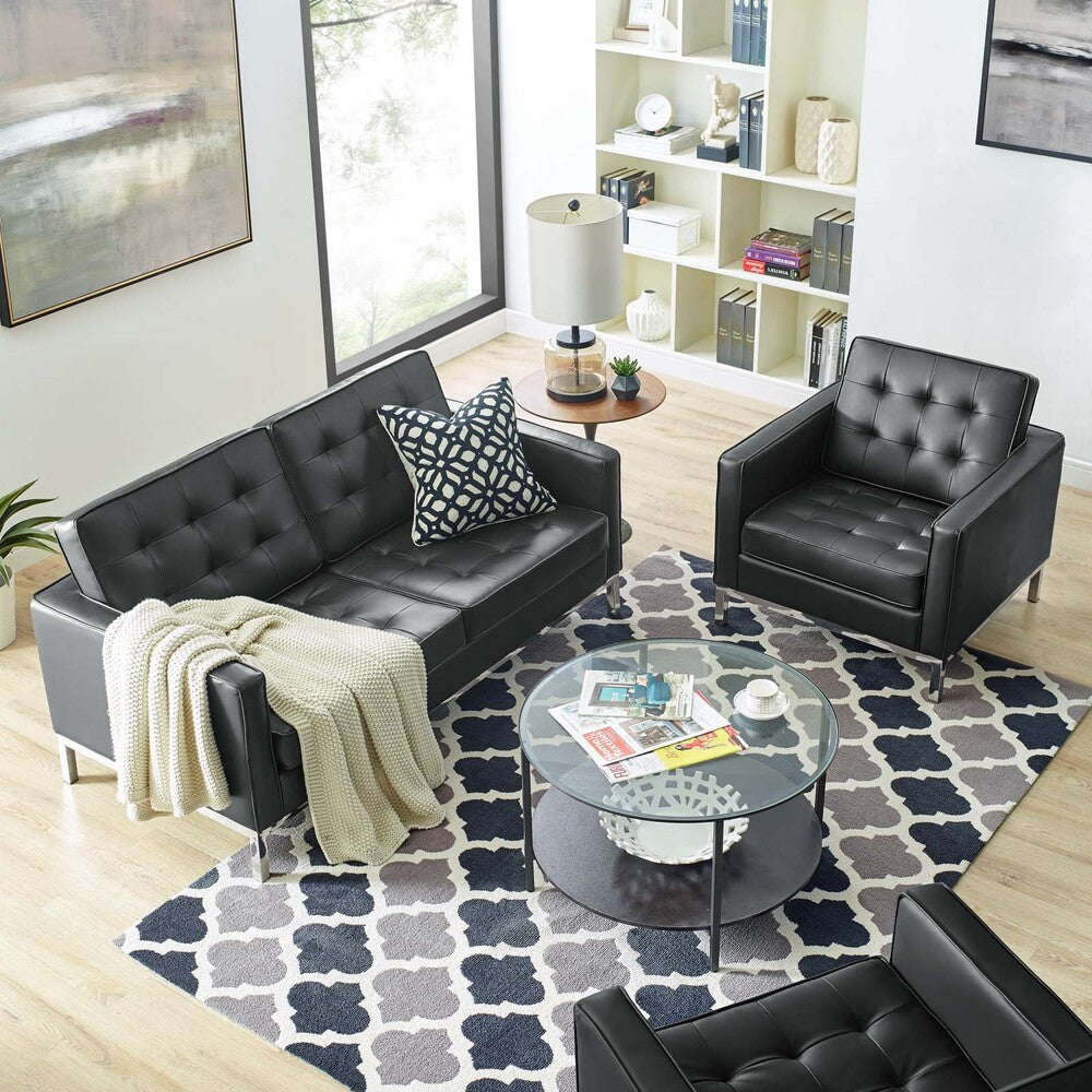 EEI-4102 Loft Tufted Upholstered Faux Leather Loveseat and Armchair Set by Modway