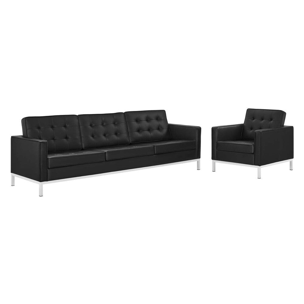 EEI-4104 Loft Tufted Upholstered Faux Leather Sofa and Armchair Set by Modway