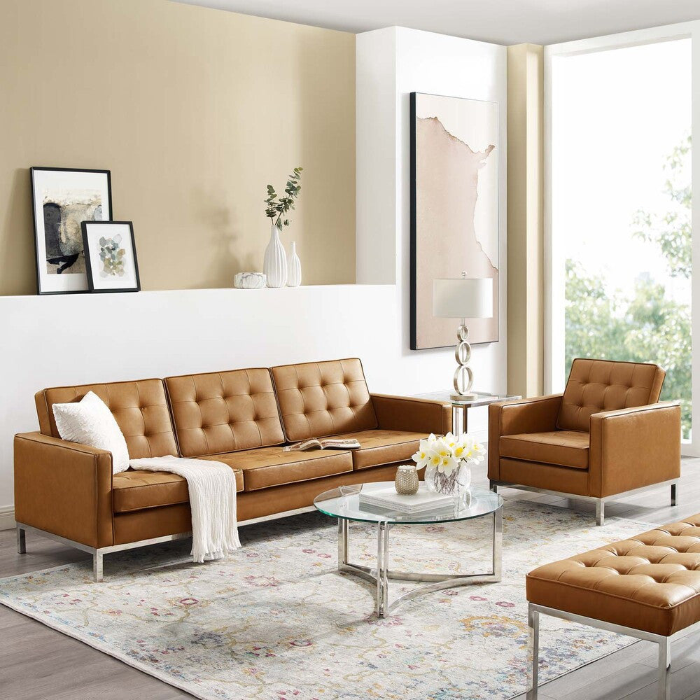 EEI-4104 Loft Tufted Upholstered Faux Leather Sofa and Armchair Set by Modway