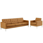 EEI-4104 Loft Tufted Upholstered Faux Leather Sofa and Armchair Set by Modway
