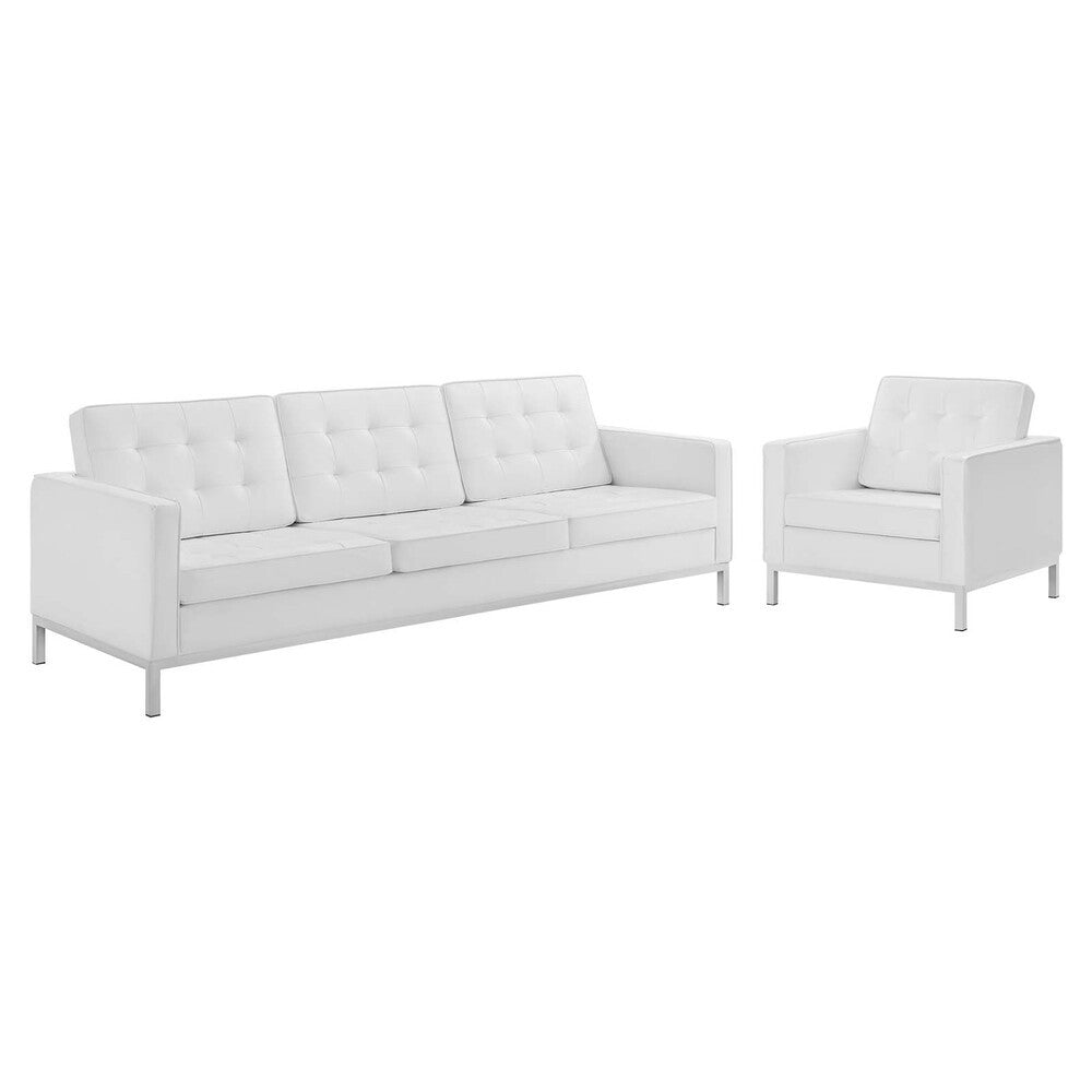 EEI-4104 Loft Tufted Upholstered Faux Leather Sofa and Armchair Set by Modway