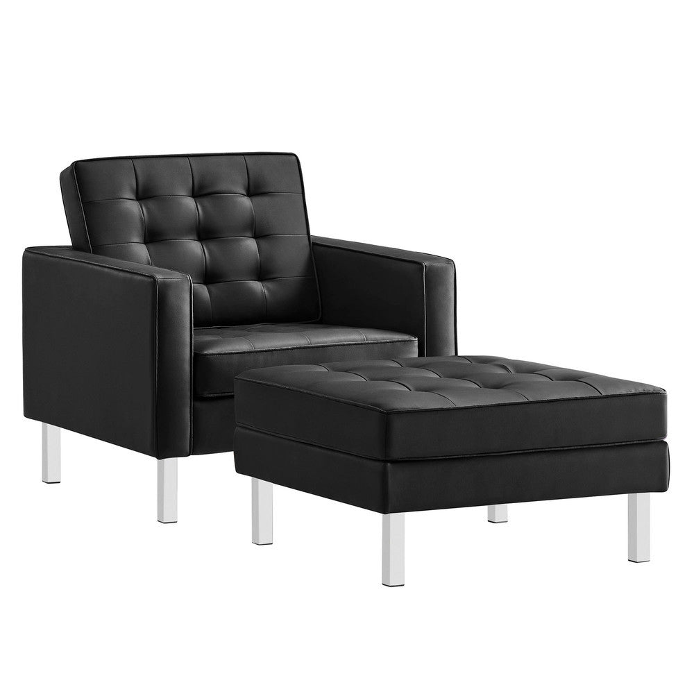 EEI-6409 Loft Tufted Vegan Leather Armchair and Ottoman Set by Modway