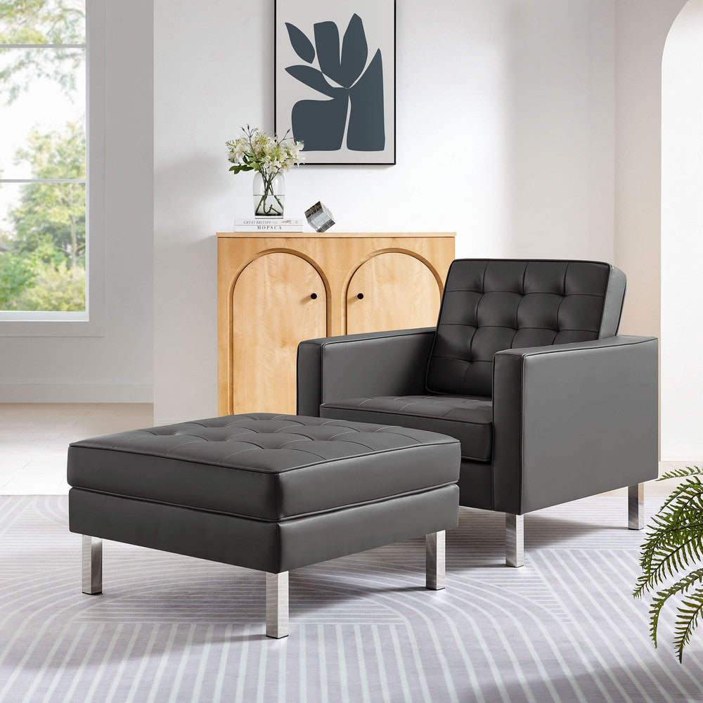 EEI-6409 Loft Tufted Vegan Leather Armchair and Ottoman Set by Modway