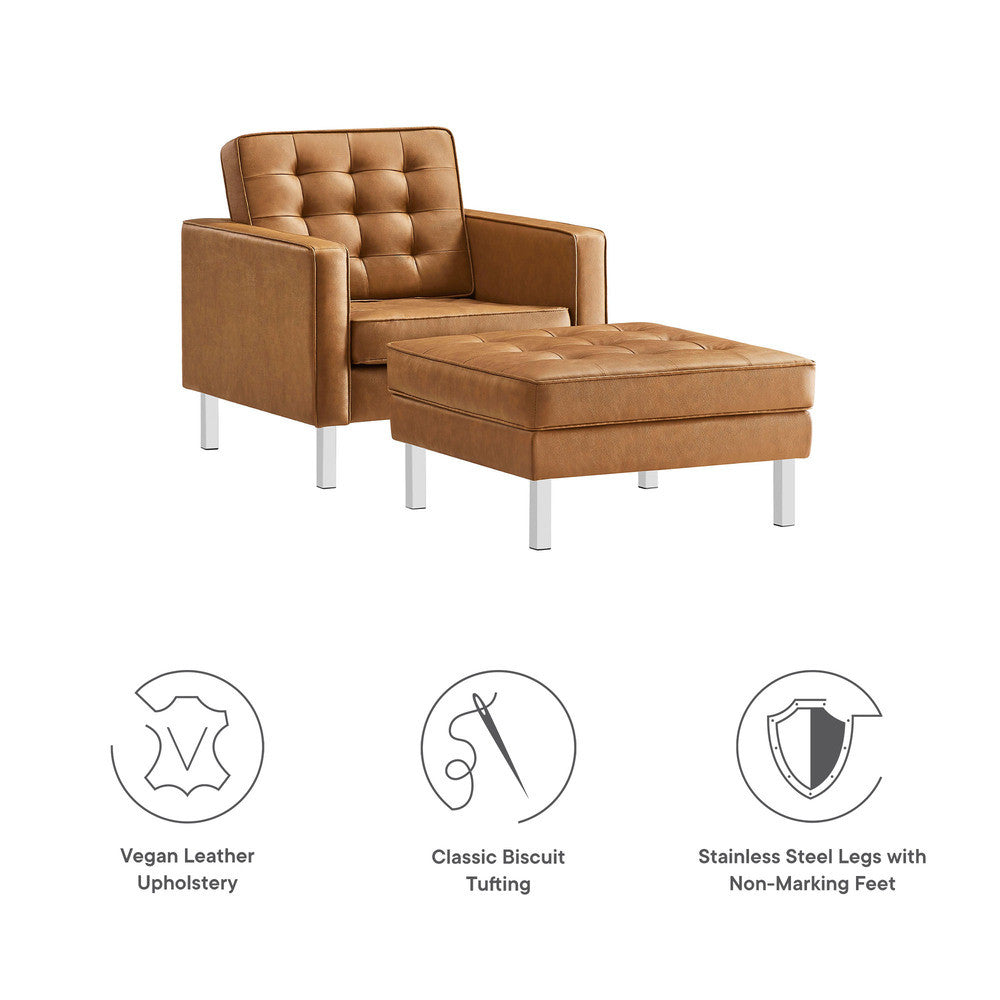 EEI-6409 Loft Tufted Vegan Leather Armchair and Ottoman Set by Modway
