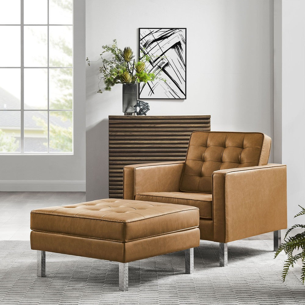 EEI-6409 Loft Tufted Vegan Leather Armchair and Ottoman Set by Modway