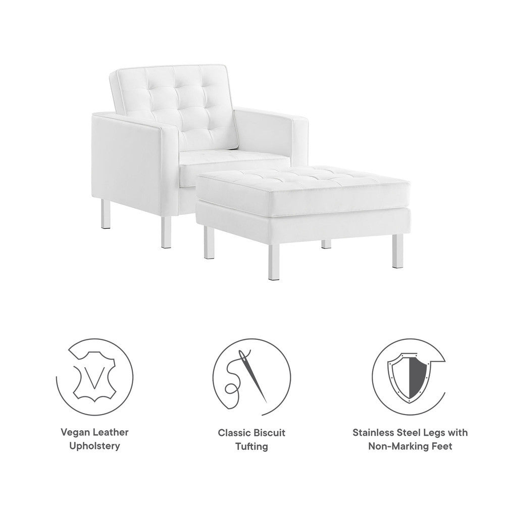 EEI-6409 Loft Tufted Vegan Leather Armchair and Ottoman Set by Modway