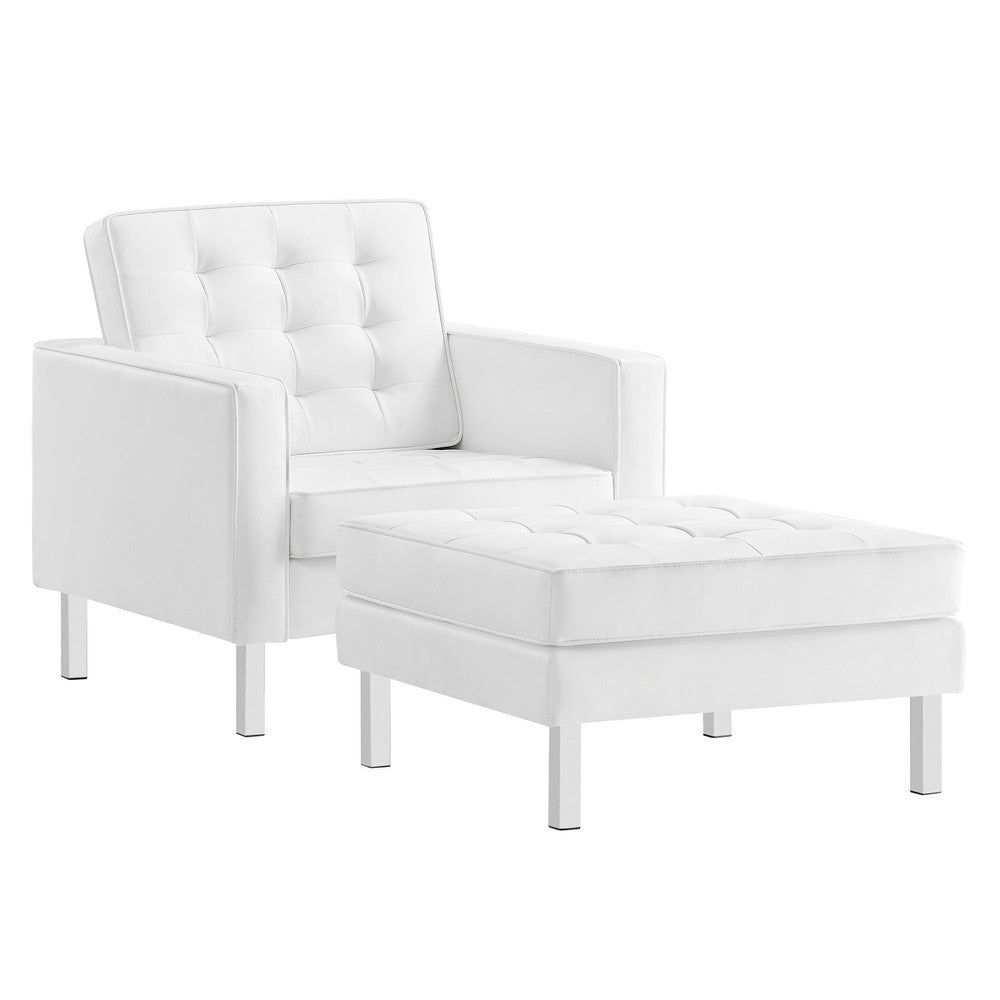 EEI-6409 Loft Tufted Vegan Leather Armchair and Ottoman Set by Modway
