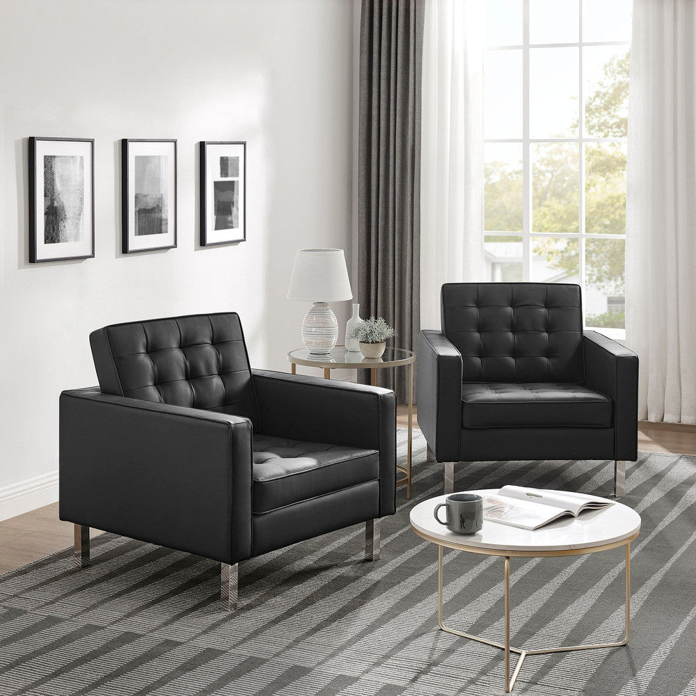 EEI-4101 Loft Tufted Vegan Leather Armchairs Set of 2 by Modway