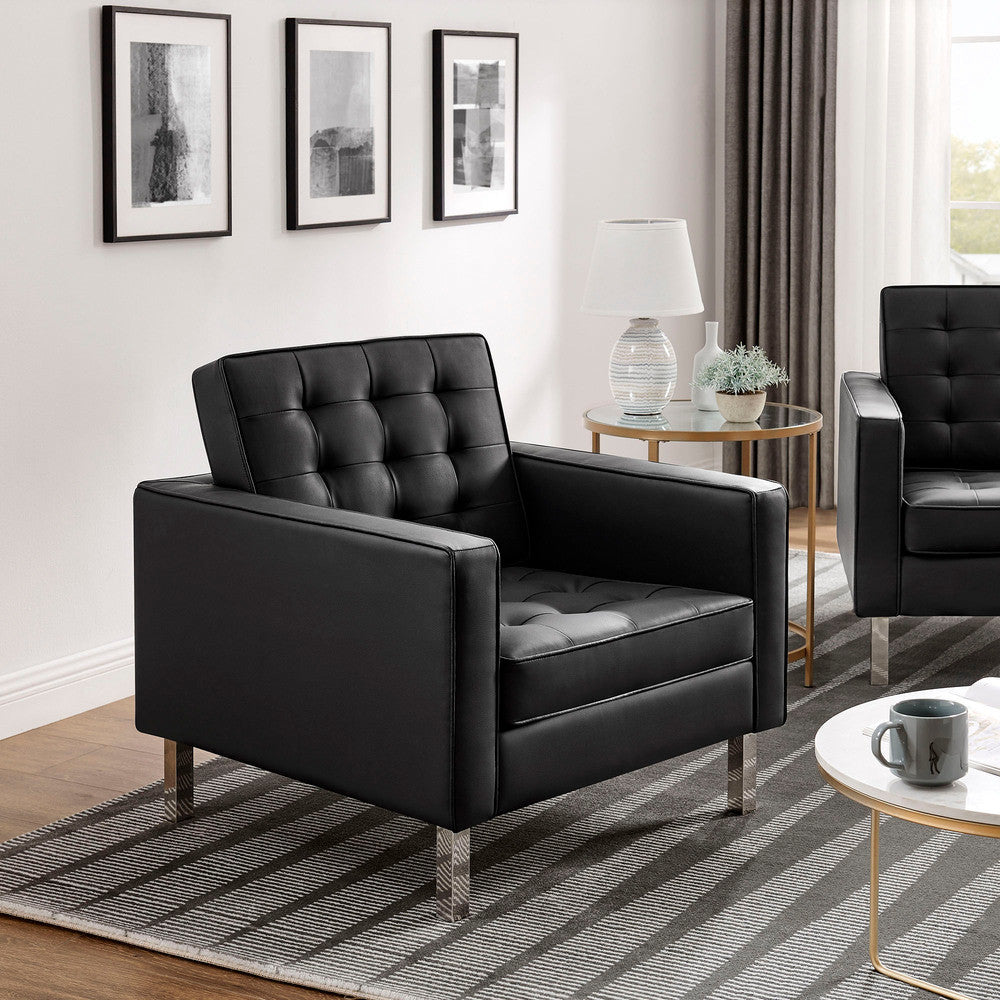 EEI-4101 Loft Tufted Vegan Leather Armchairs Set of 2 by Modway
