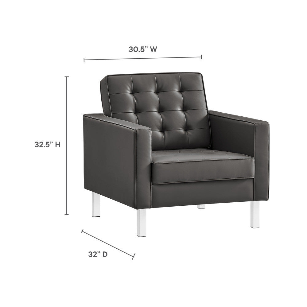 EEI-4101 Loft Tufted Vegan Leather Armchairs Set of 2 by Modway