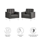 EEI-4101 Loft Tufted Vegan Leather Armchairs Set of 2 by Modway