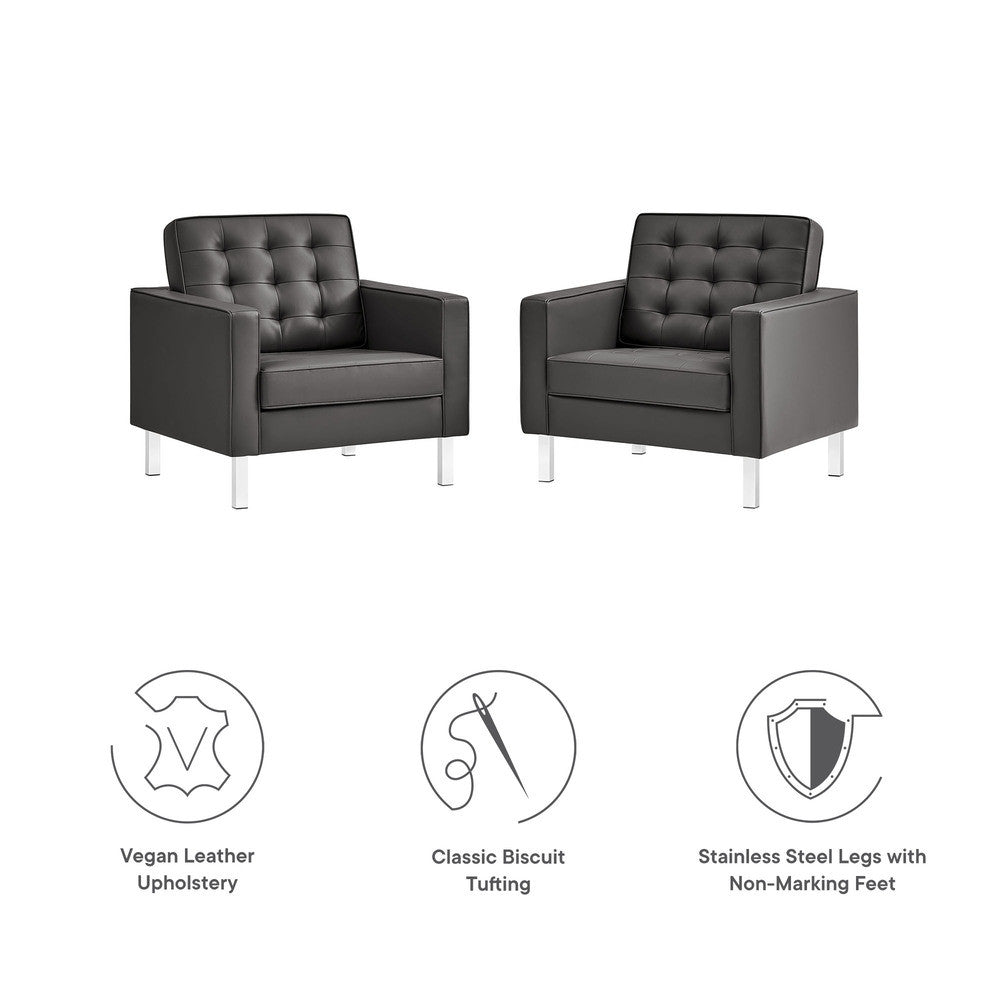 EEI-4101 Loft Tufted Vegan Leather Armchairs Set of 2 by Modway