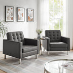 EEI-4101 Loft Tufted Vegan Leather Armchairs Set of 2 by Modway