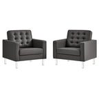 EEI-4101 Loft Tufted Vegan Leather Armchairs Set of 2 by Modway