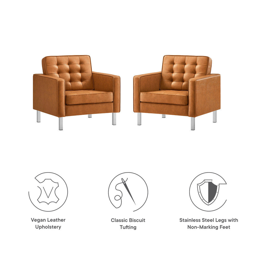 EEI-4101 Loft Tufted Vegan Leather Armchairs Set of 2 by Modway
