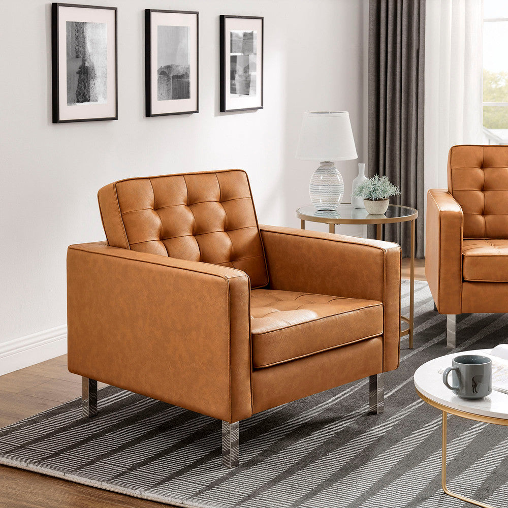EEI-4101 Loft Tufted Vegan Leather Armchairs Set of 2 by Modway