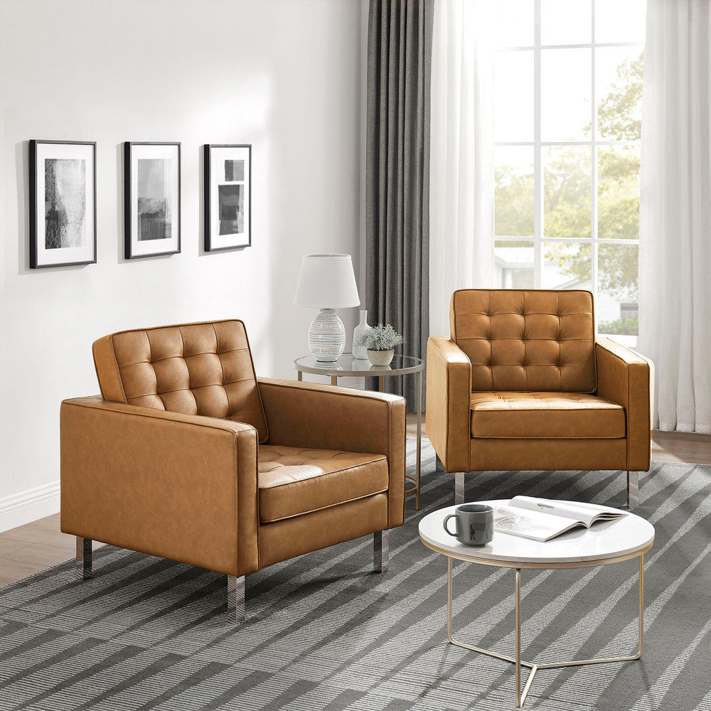 EEI-4101 Loft Tufted Vegan Leather Armchairs Set of 2 by Modway