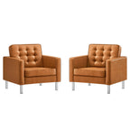 EEI-4101 Loft Tufted Vegan Leather Armchairs Set of 2 by Modway