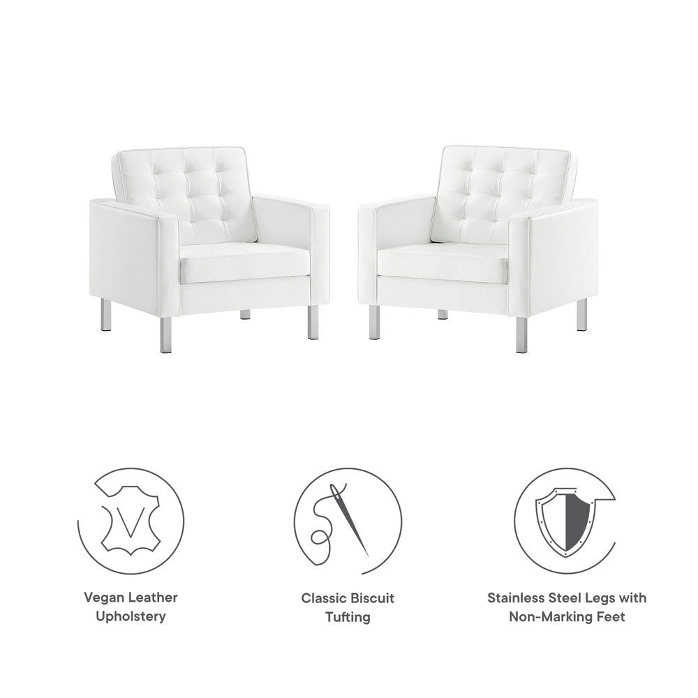 EEI-4101 Loft Tufted Vegan Leather Armchairs Set of 2 by Modway