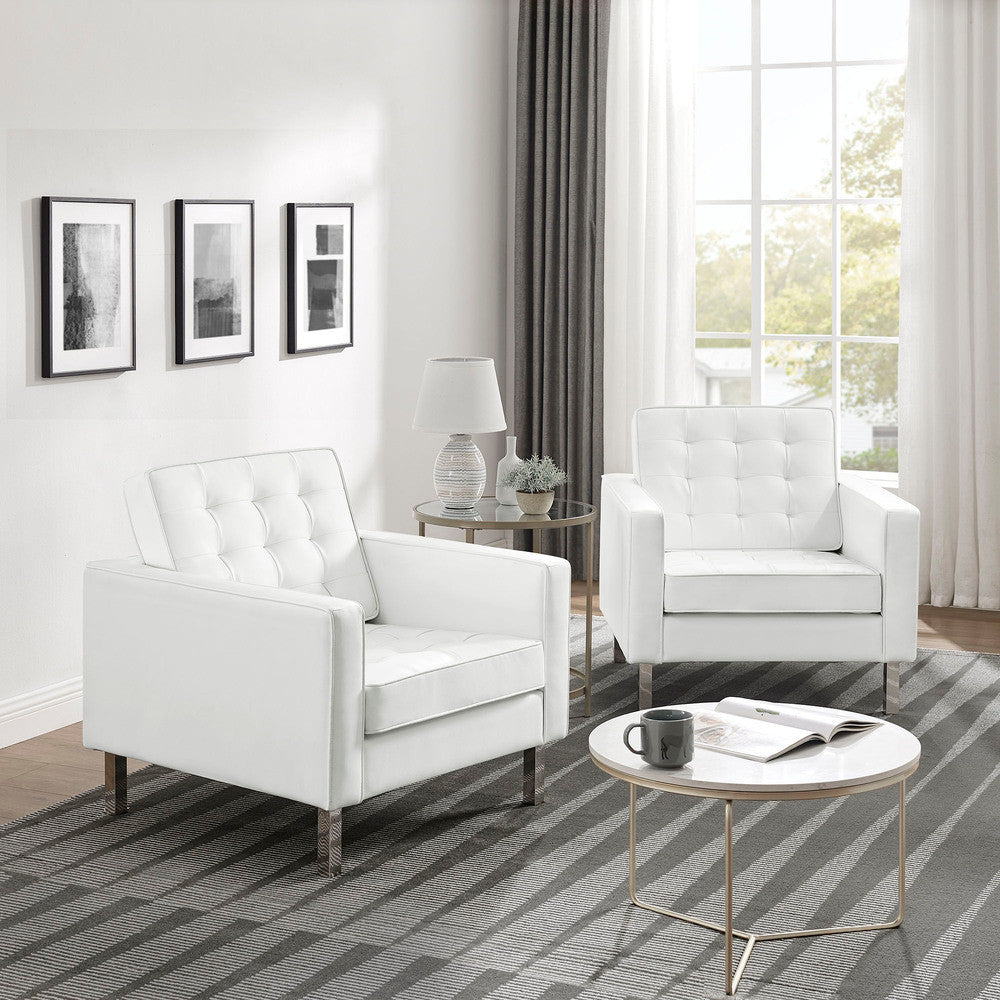 EEI-4101 Loft Tufted Vegan Leather Armchairs Set of 2 by Modway