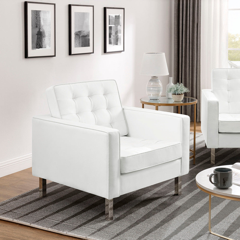 EEI-4101 Loft Tufted Vegan Leather Armchairs Set of 2 by Modway
