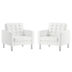 EEI-4101 Loft Tufted Vegan Leather Armchairs Set of 2 by Modway