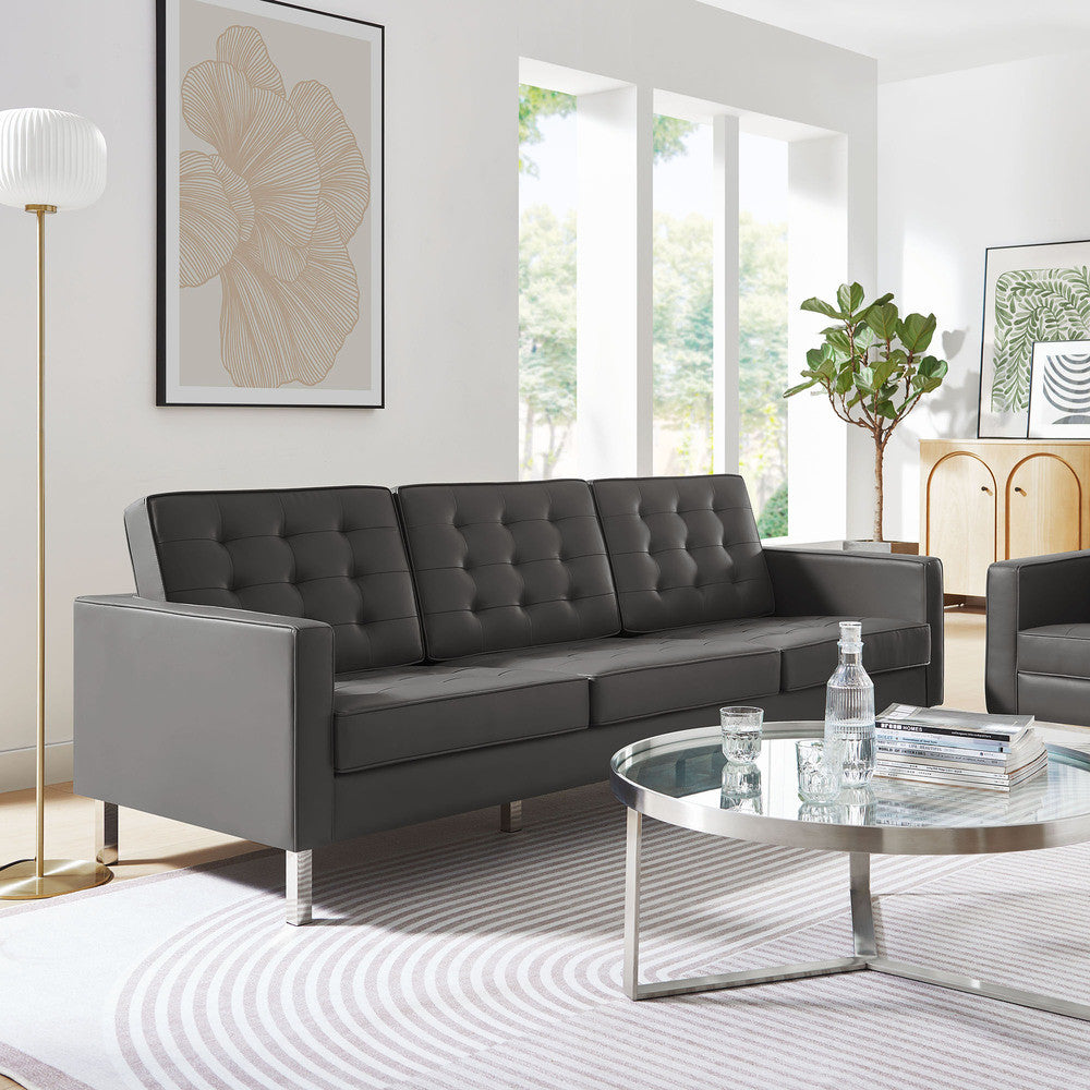 EEI-3385 Loft Tufted Vegan Leather Sofa by Modway